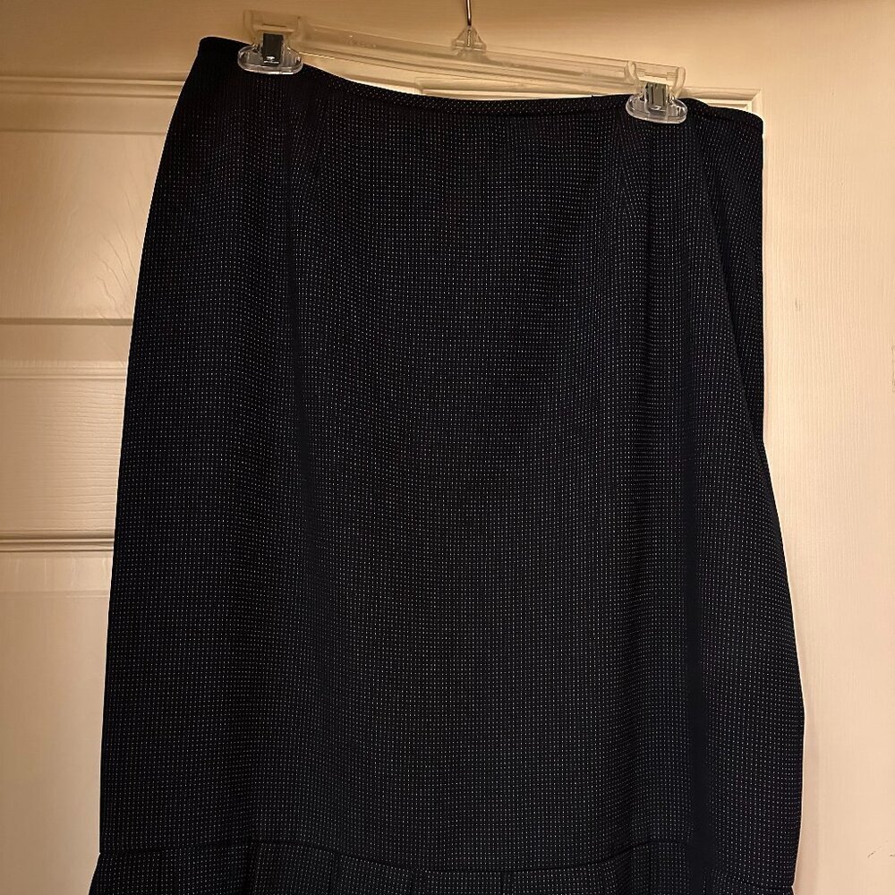 Dark Blue Professional Skirt with Tiny White Dots